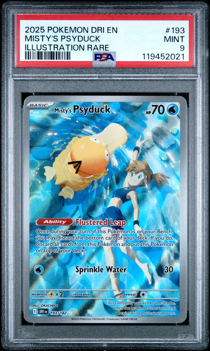 2025 #193 Misty's Psyduck PSA 9 Dri EN-Destined Rivals Pokemon