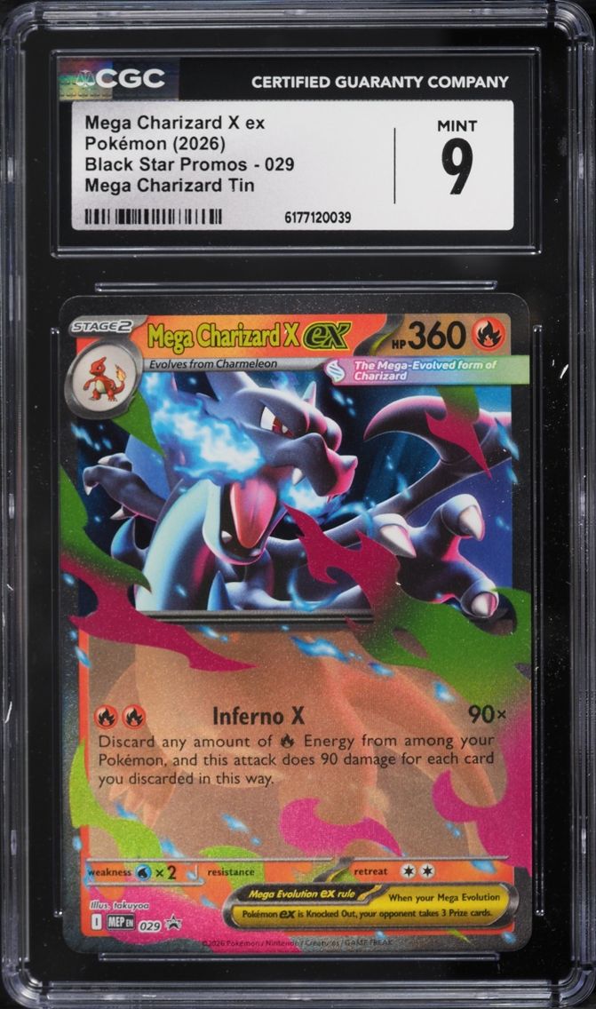 2026 Pokemon Mega Evolution Promo Tin Mega Charizard X Ex #29 CGC 9 MINT