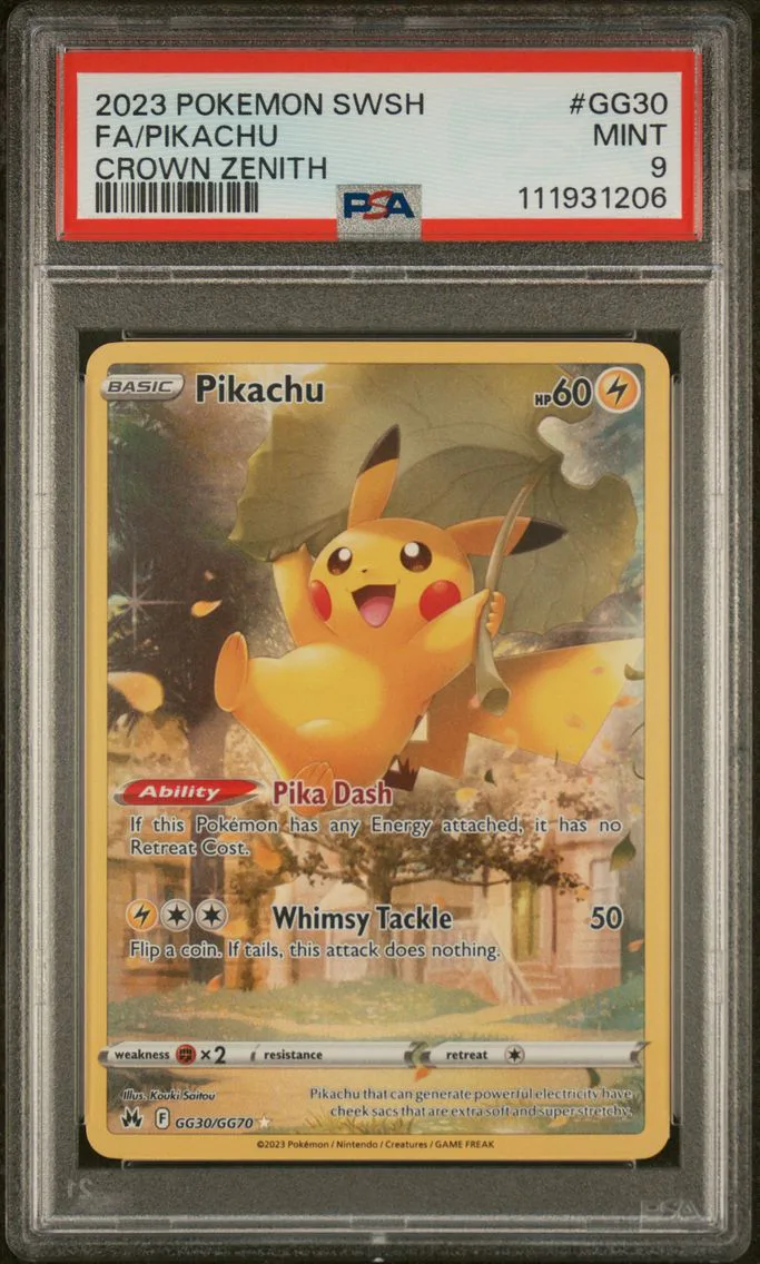 2023 #GG30 Full Art/Pikachu PSA 9 Sword and Shield Crown Zenith