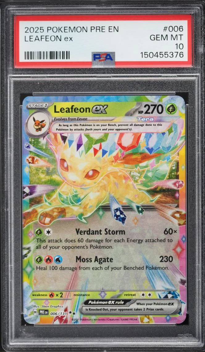 2025 Pokemon Scarlet & Violet Prismatic Evolutions Holo Leafeon ex #6 PSA 10 GEM MINT