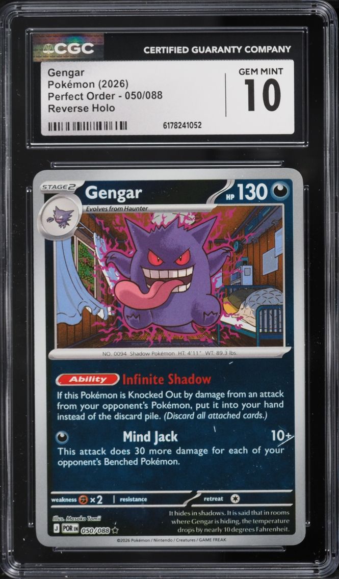 2026 Pokemon Mega Evolution Perfect Order Reverse Holo Gengar #050 CGC 10 GEM MINT