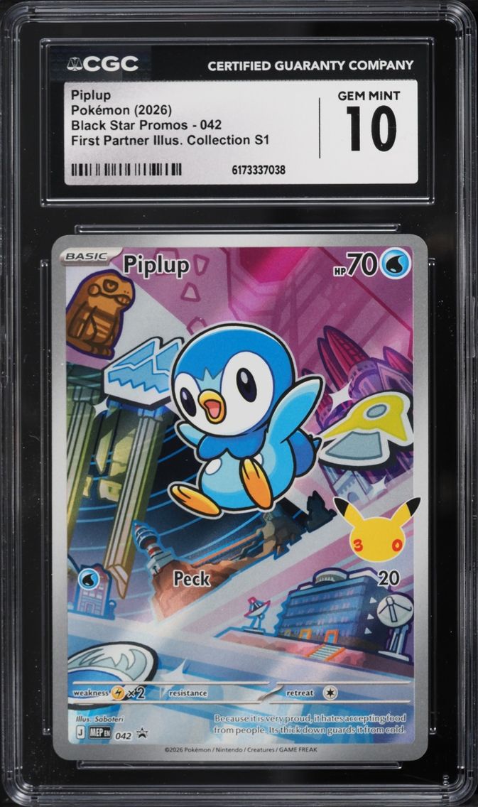 2026 Pokemon Mega Evolution Promo First Partner Illustration Full Art Piplup #42 CGC 10 GEM