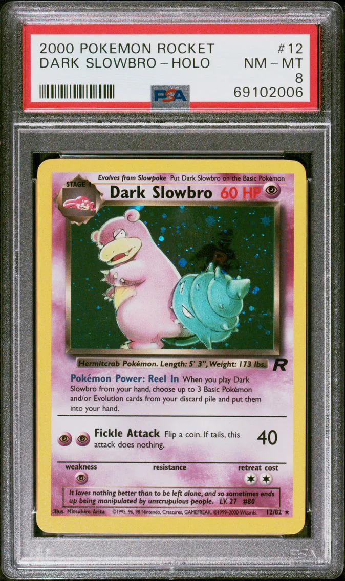 2000 #12 Dark Slowbro-Holo PSA 8 Rocket Pokemon