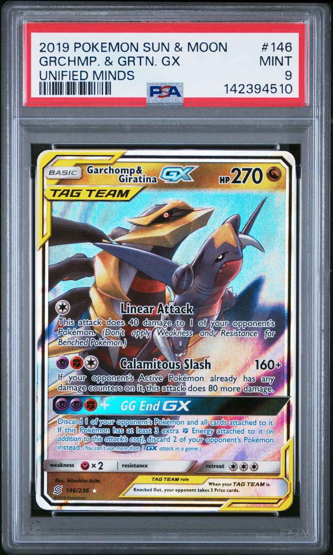 2019 #146 Garchomp & Giratina GX PSA 9 Sun & Moon Unified Minds Pokemon