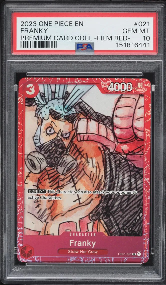 2023 #OP01-021 Franky PSA 10 One Piece Premium Card Collection Film Red