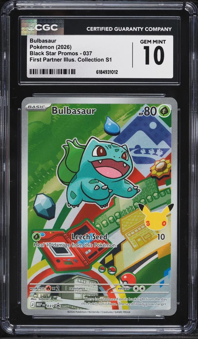 2026 Pokemon Mega Promo First Partner Illustration S1 Full Art Bulbasaur #37 CGC 10 GEM MINT