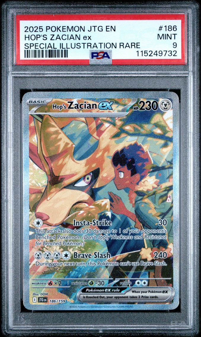 2025 #186 Hop's Zacian EX PSA 9 Jtg EN-Journey Together Pokemon