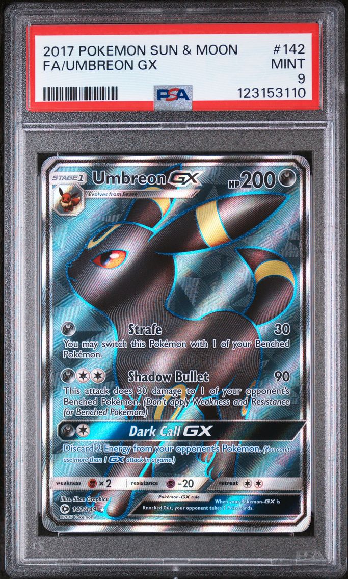 2017 #142 Full Art/Umbreon GX PSA 9 Sun & Moon Pokemon