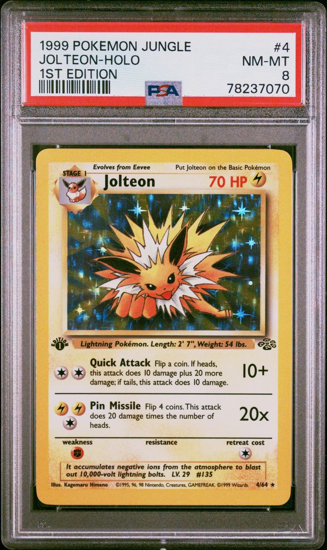 1999 #4 Jolteon-Holo 1st Edition PSA 8 Jungle