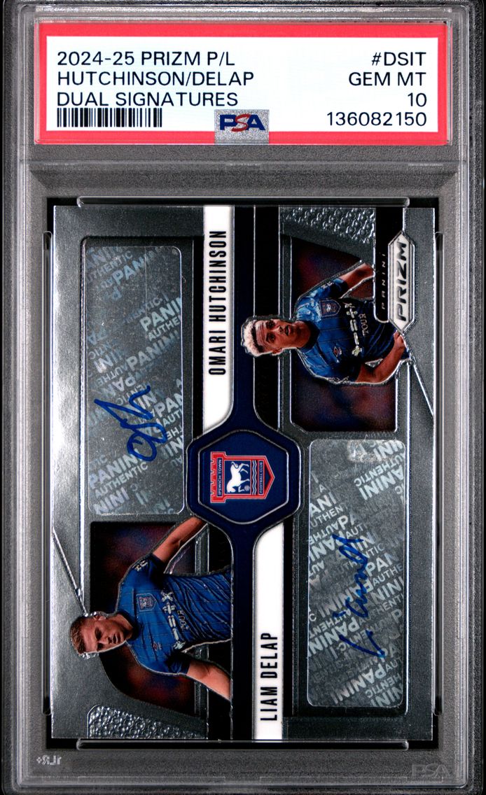 2024 #DSIT Liam Delap/Omari Hutchinson PSA 10 Panini Prizm Premier League Dual Signatures