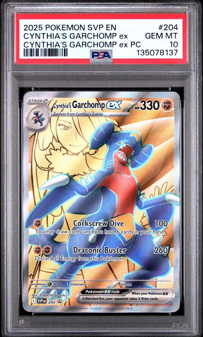 2025 #204 Cynthia's Garchomp EX PSA 10 Svp EN-SV Black Star Promo Pokemon