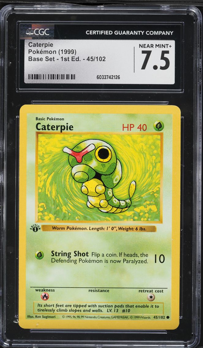 1999 #45 Caterpie 1st Edition CGC 7.5 Game Pokemon