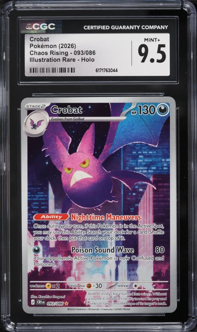 2026 Pokemon Mega Evolution Chaos Rising IR Crobat #093 CGC 9.5 MINT+