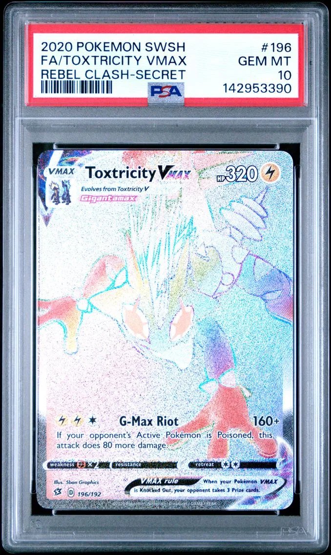 2020 #196 Full Art/Toxtricity Vmax PSA 10 Sword & Shield Rebel Clash