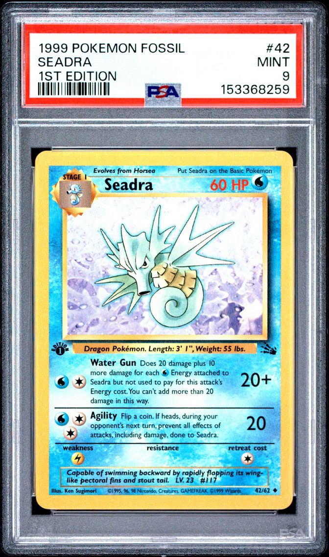 1999 #42 Seadra 1st Edition PSA 9 Fossil