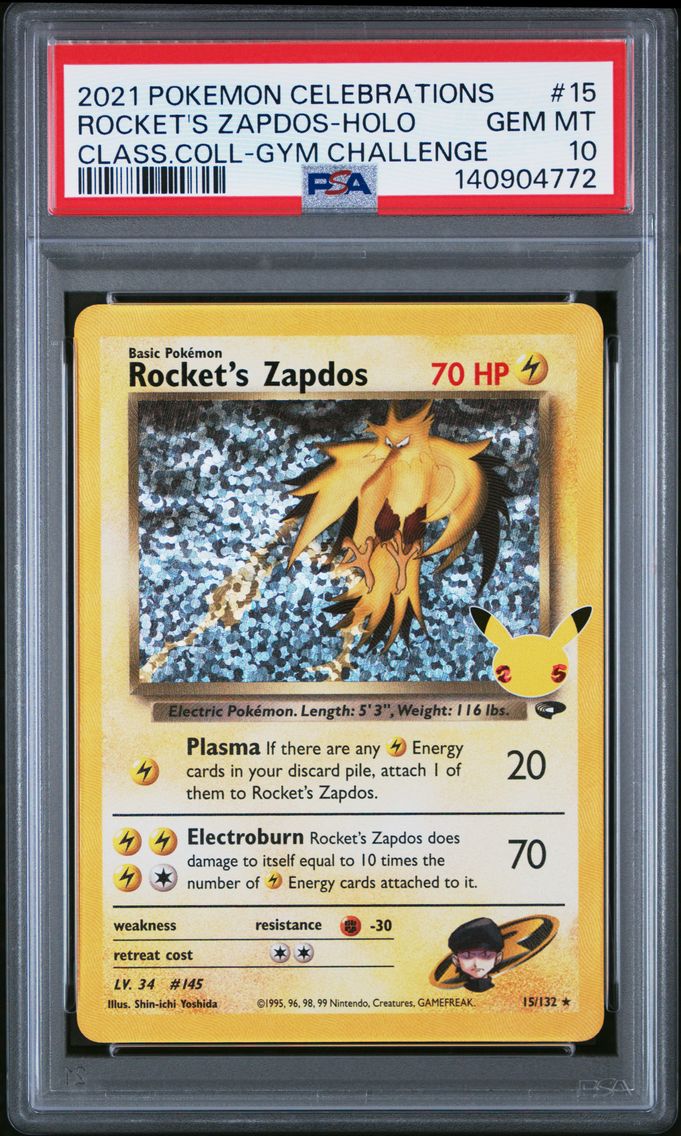 2021 #15 Rocket's Zapdos-Holo PSA 10 Celebrations Classic Collection Pokemon