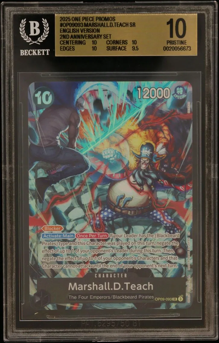 2025 #OP09093 Marshall.D.Teach SR/(English Version 2nd Anniversary Set) BGS 10 One Piece Card Game Promos