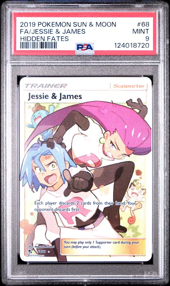 2019 #68 Full Art/Jessie & James PSA 9 Sun & Moon Hidden Fates Pokemon
