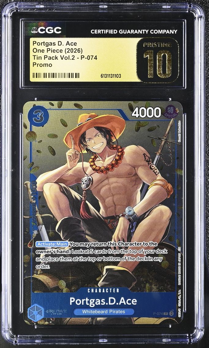 2026 #P-074 Portgas D. Ace CGC 10 Pristine Tin Pack Vol.2 (Coins In BG) - English