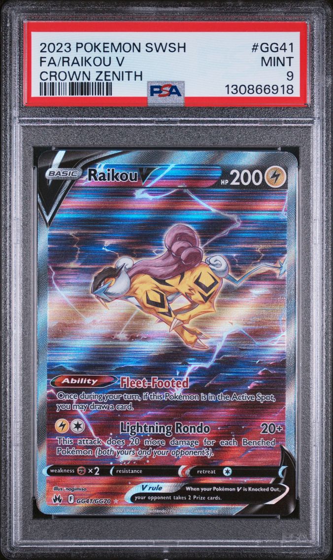 2023 #GG41 Full Art/Raikou V PSA 9 Sword and Shield Crown Zenith