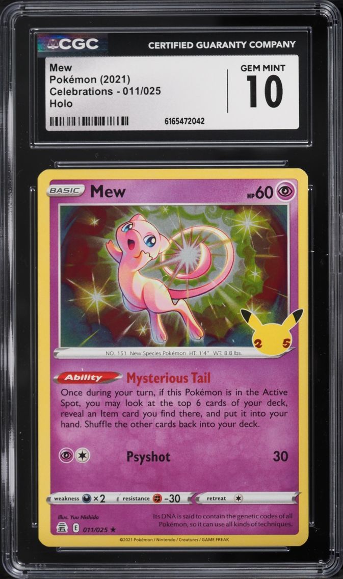 2021 #11 Mew CGC 10 Pokemon Sword & Shield Celebrations Holo
