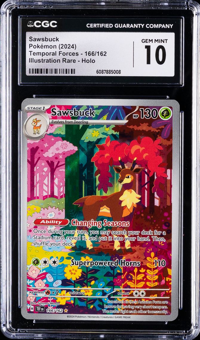2024 #166 Sawsbuck CGC 10 Tef EN-Temporal Forces Pokemon