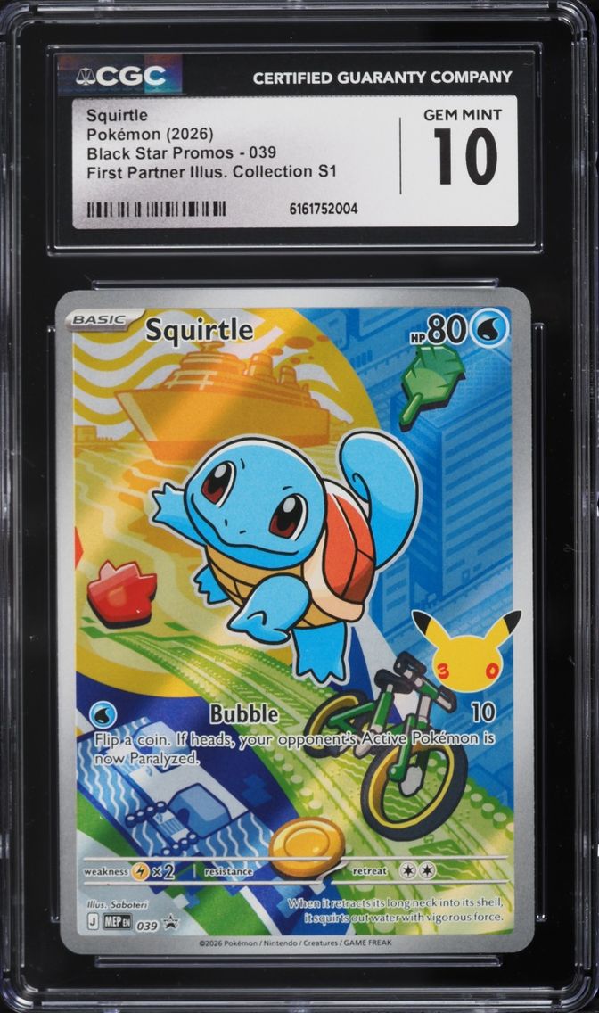 2026 Pokemon Mega Promo First Partner Illustration S1 Full Art Squirtle #39 CGC 10 GEM MINT