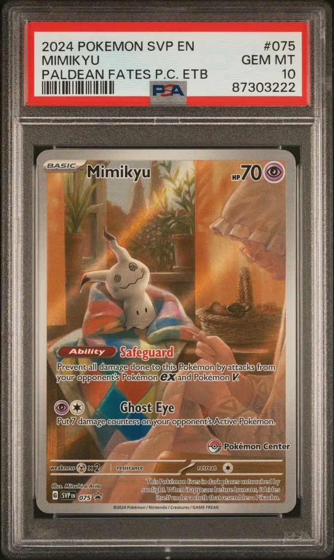 2024 #075 Mimikyu PSA 10 Svp EN-SV Pokemon Center Black Star Promo Pokemon