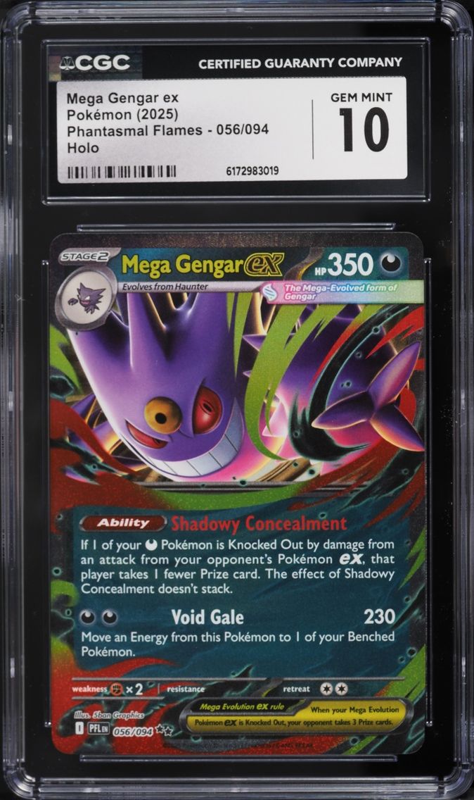 2025 Pokemon Mega Evolution Phantasmal Flames Holo Mega Gengar EX #56 CGC 10 GEM MINT