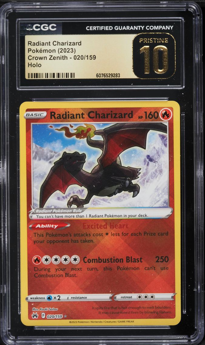 2023 #020 Radiant Charizard CGC 10 Pristine Sword and Shield Crown Zenith Pokemon