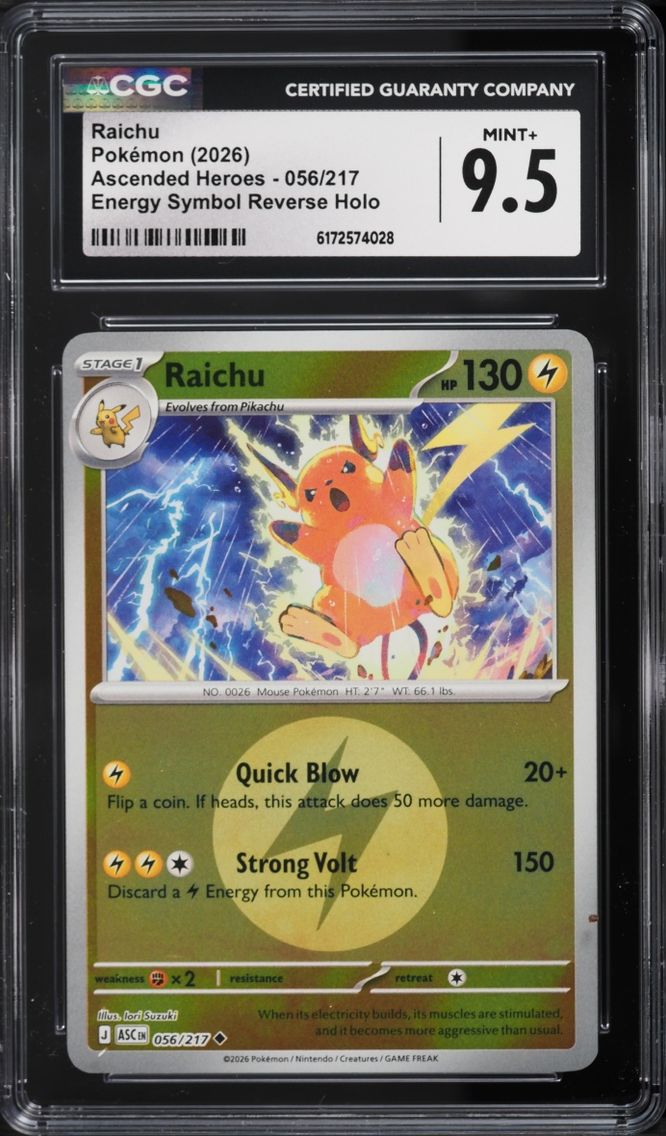 2026 Pokemon Mega Evolution Ascended Heroes Energy Symbol Reverse Holo Raichu #056 CGC 9.5