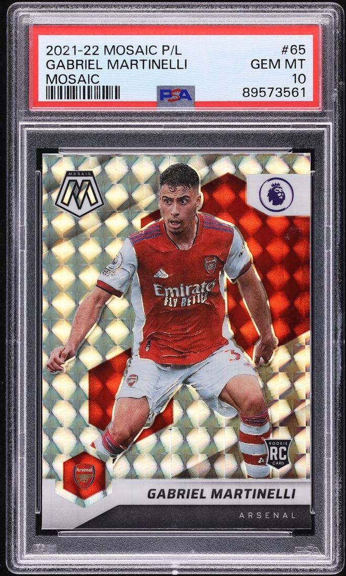 2021 #65 Gabriel Martinelli ROOKIE PSA 10 Panini Mosaic Premier League Prizm
