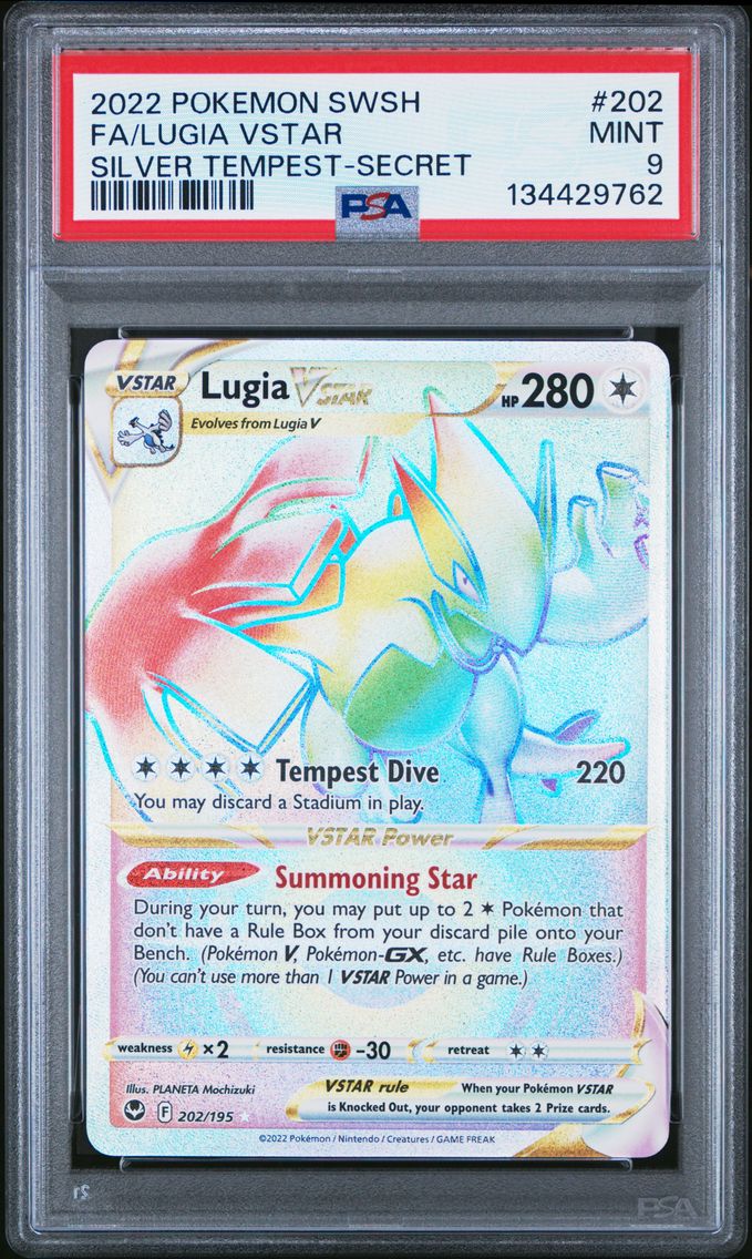 2022 #202 Full Art/Lugia Vstar PSA 9 Secret Pokemon Sword & Shield Silver Tempest Pokemon