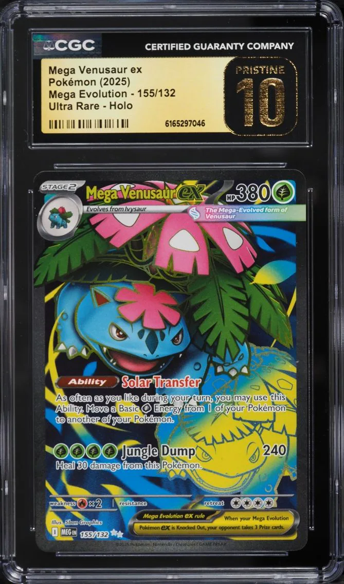 2025 Pokemon Mega Evolution Full Art Mega Venusaur Ex #155 CGC 10 PRISTINE