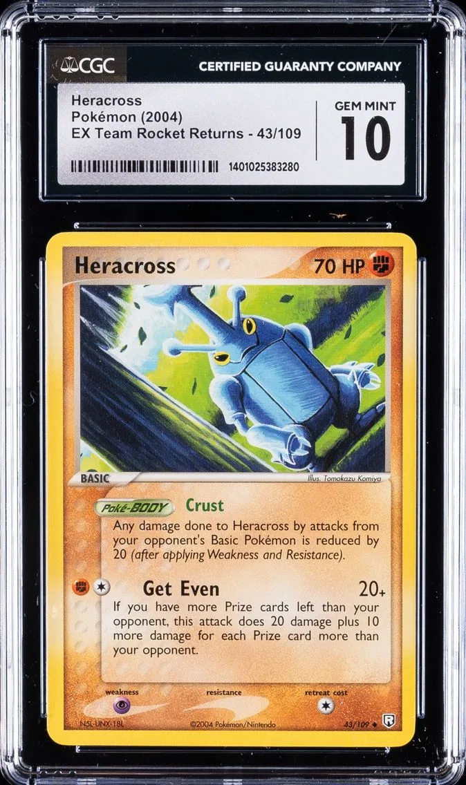 2004 #43 Heracross CGC 10 Gem Mint Pokemon | EX Team Rocket Returns