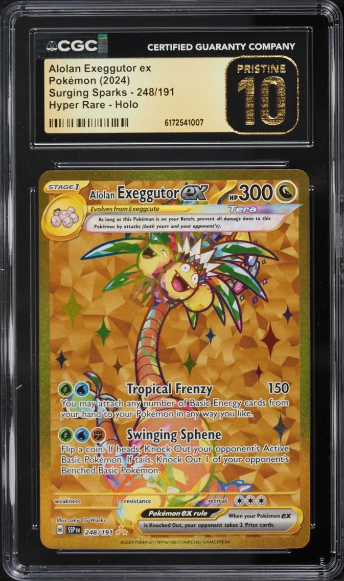 2024 Pokemon Scarlet & Violet Surging Sparks Gold Rare Alolan Exeggutor ex #248 CGC 10 PRISTINE