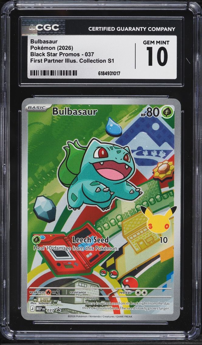 2026 Pokemon Mega Promo First Partner Illustration S1 Full Art Bulbasaur #37 CGC 10 GEM MINT