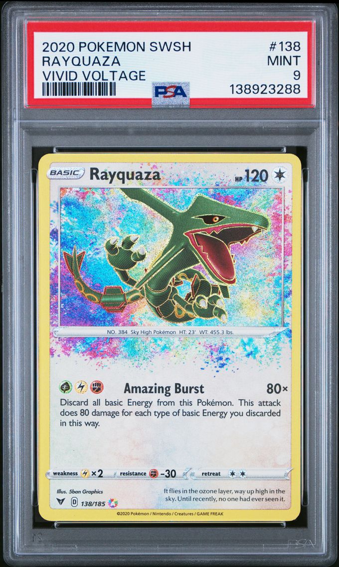 2020 #138 Rayquaza PSA 9 Sword & Shield Vivid Voltage Pokemon