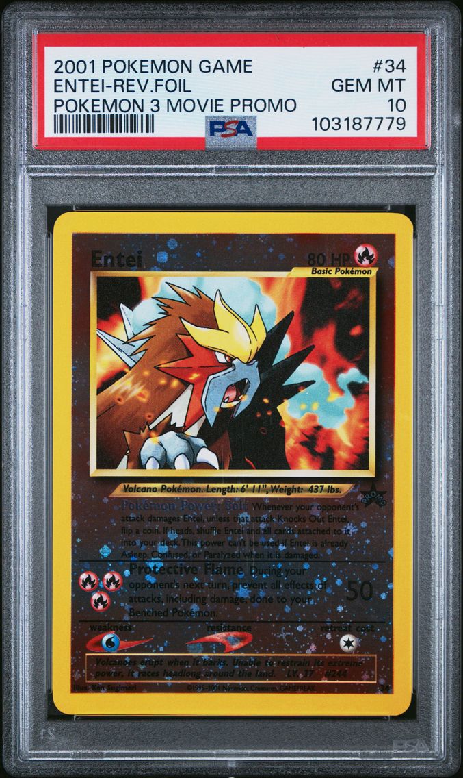 2001 #34 ENTEI-REVERSE FOIL PSA 10 POKEMON GAME MOVIE | POKEMON 3 MOVIE PROMO