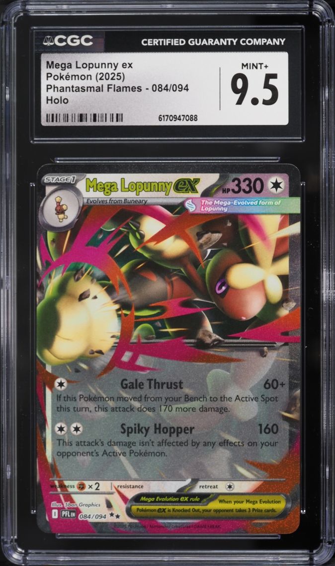 2025 Pokemon Mega Evolution Phantasmal Flames Holo Mega Lopunny Ex #84 CGC 9.5 MINT+