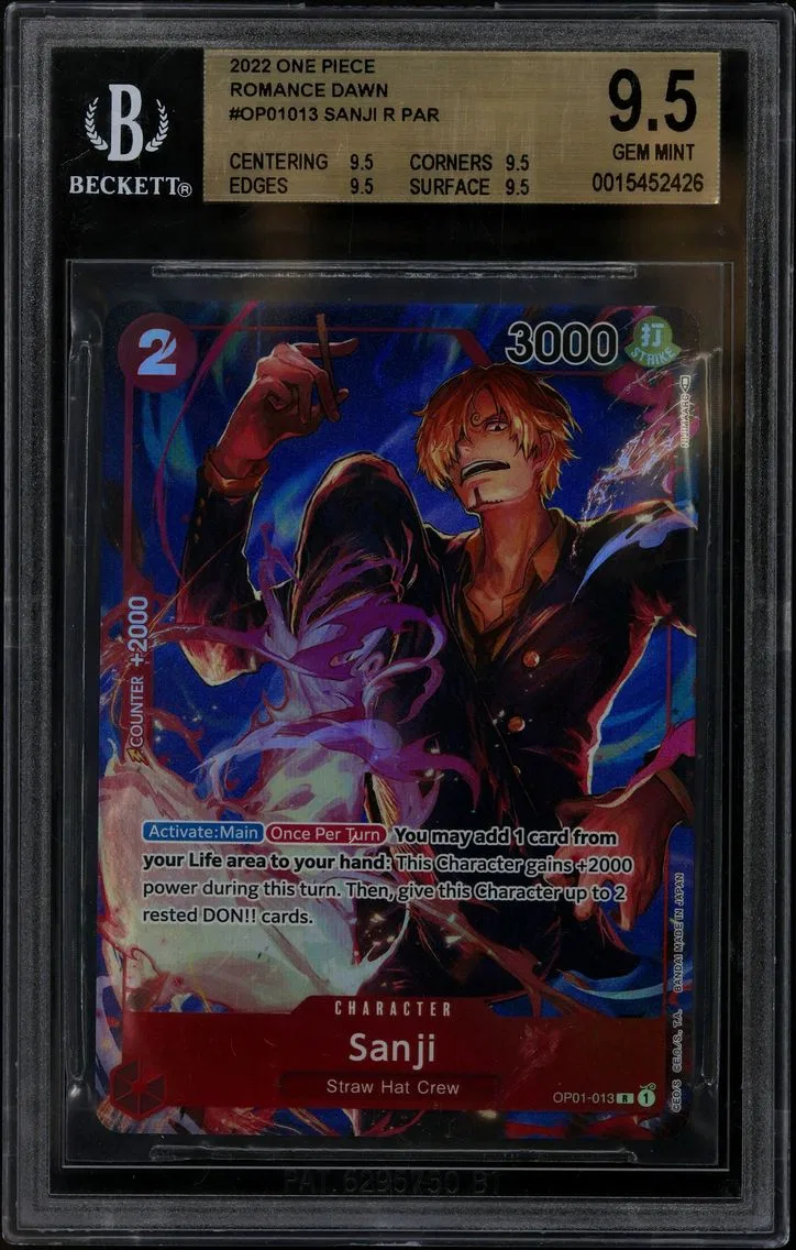 2022 #OP01013 Sanji ALT ART R BGS 9.5 One Piece Card Game Romance Dawn