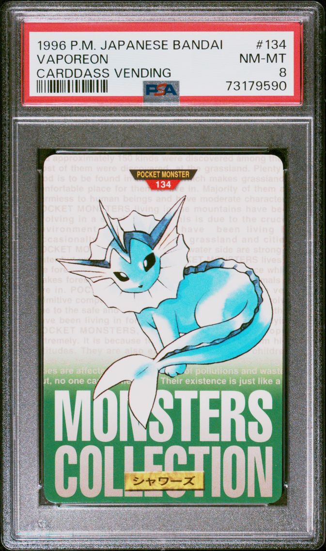 1996 #134 Vaporeon PSA 8 Japanese Bandai Carddass Vending