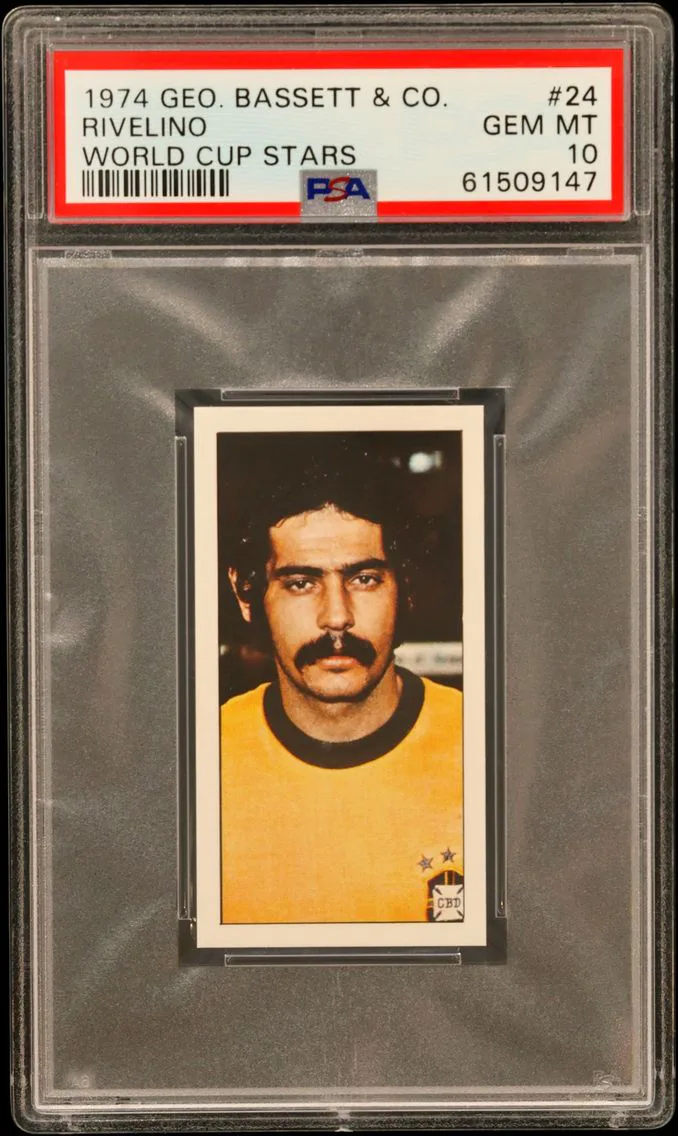1974 #24 Rivelino PSA 10 Geo. Bassett & Co. World Cup Stars