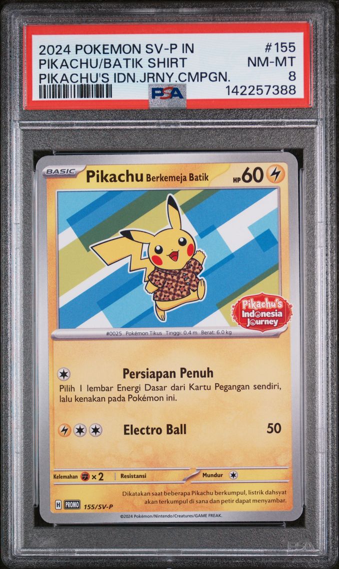 2024 #155 Pikachu in Batik Shirt PSA 8 Indonesian SV-P Promo