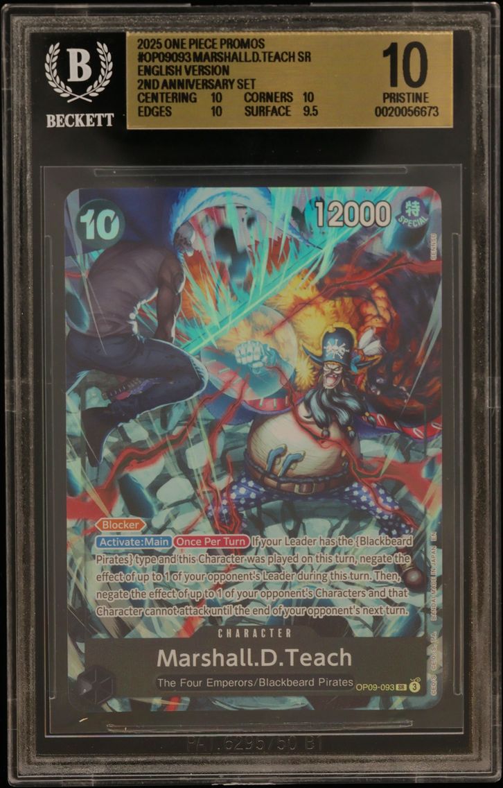 2025 #OP09093 Marshall.D.Teach SR/(English Version 2nd Anniversary Set) BGS 10 One Piece Card Game Promos