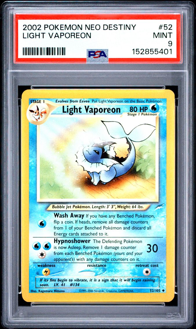 2002 #52 Light Vaporeon PSA 9 Neo Destiny
