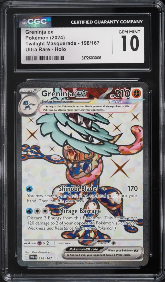 2024 Pokemon Scarlet & Violet Twilight Masquerade Full Art Greninja ex #198 CGC 10 GEM MINT