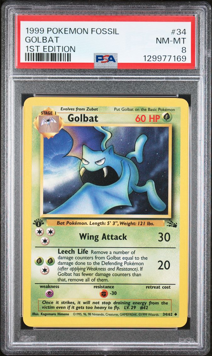 1999 #34 Golbat 1st Edition PSA 8 Fossil