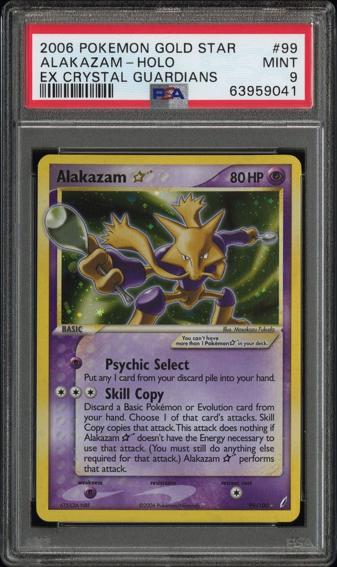2006 #99 Alakazam-Holo Gold Star PSA 9 EX Crystal Guardians