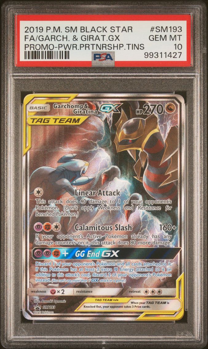2019 #SM193 Full Art/Garchomp & Giratina GX PSA 10 SM Black Star Promo